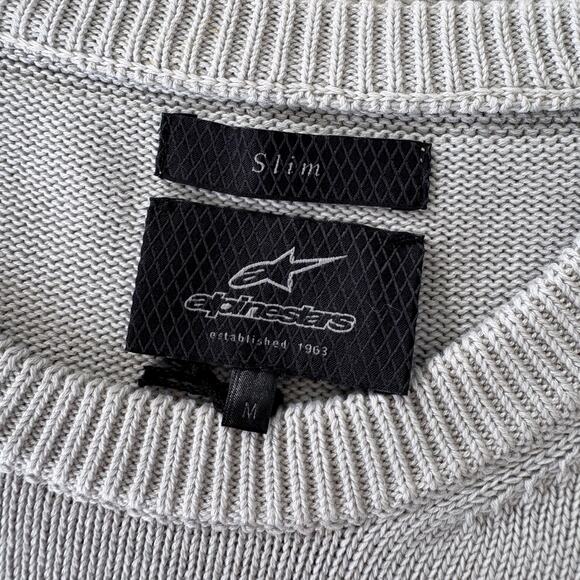 Alpinestars Slim Knit Sweater M Gray Textured Crewneck Made in Italy Moto Casual - Picture 3 of 6